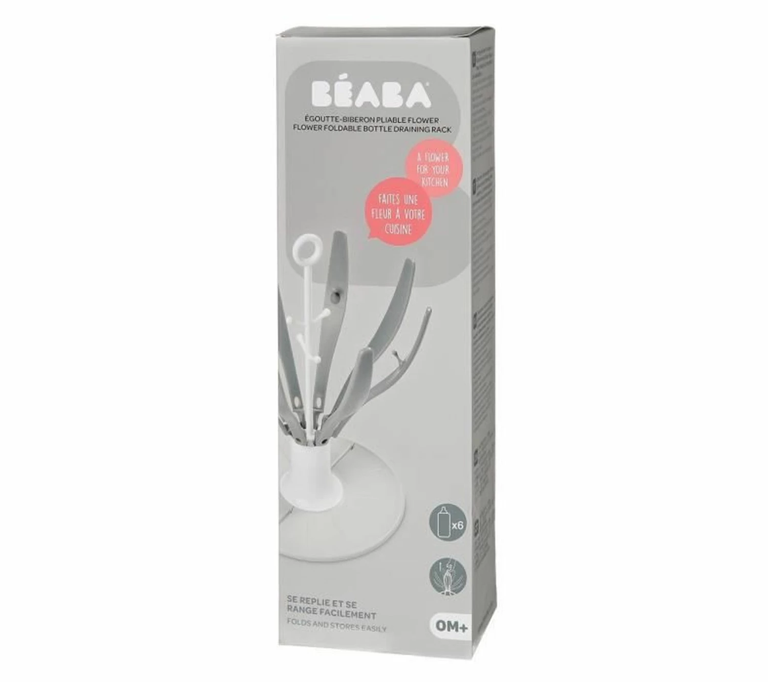 Remise 🔔 BEABA Egoutte Biberon Pliable Flower, Gris 🎁 6 Remise 🔔 BEABA Egoutte Biberon Pliable Flower, Gris 🎁 – Image 4