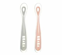 De gros 🔥 BEABA Lot De 2 Cuilleres 1er Âge Silicone Avec Boite De Transport Old Pink Set 👏 -Le repas de bébé Soldes 3384349134693 D
