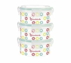 Vente flash ⌛ BADABULLE Lot De 3 Contenants Alimentaire Bébé 300 Ml Multicolore 🧨