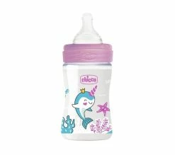 Acheter 🛒 CHICCO Biberon Bien-etre 150ml Tétine Silicone Flux Lent 0m+ Rose 😍 -Le repas de bébé Soldes 8058664129447 D