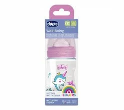 Acheter 🛒 CHICCO Biberon Bien-etre 150ml Tétine Silicone Flux Lent 0m+ Rose 😍