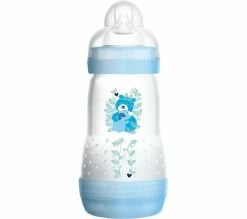 Tout neuf 🌟 MAM Biberon Easy Start Anti-colique 260ml 0 A 6 Mois Tétine Débit 2 Bleu 🎁